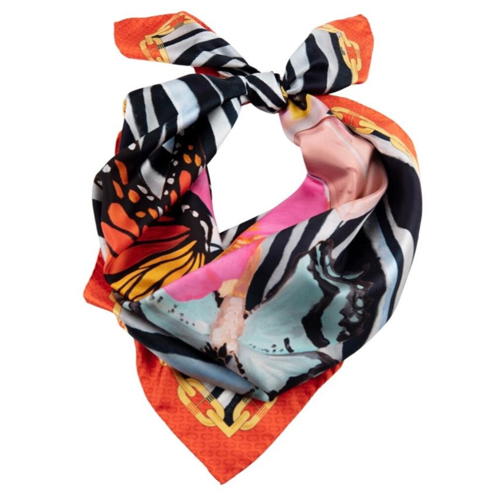 KATIENYC NWT Ashley Longshore X Dee Ocleppo Living Jewels Red Border Silk Scarf